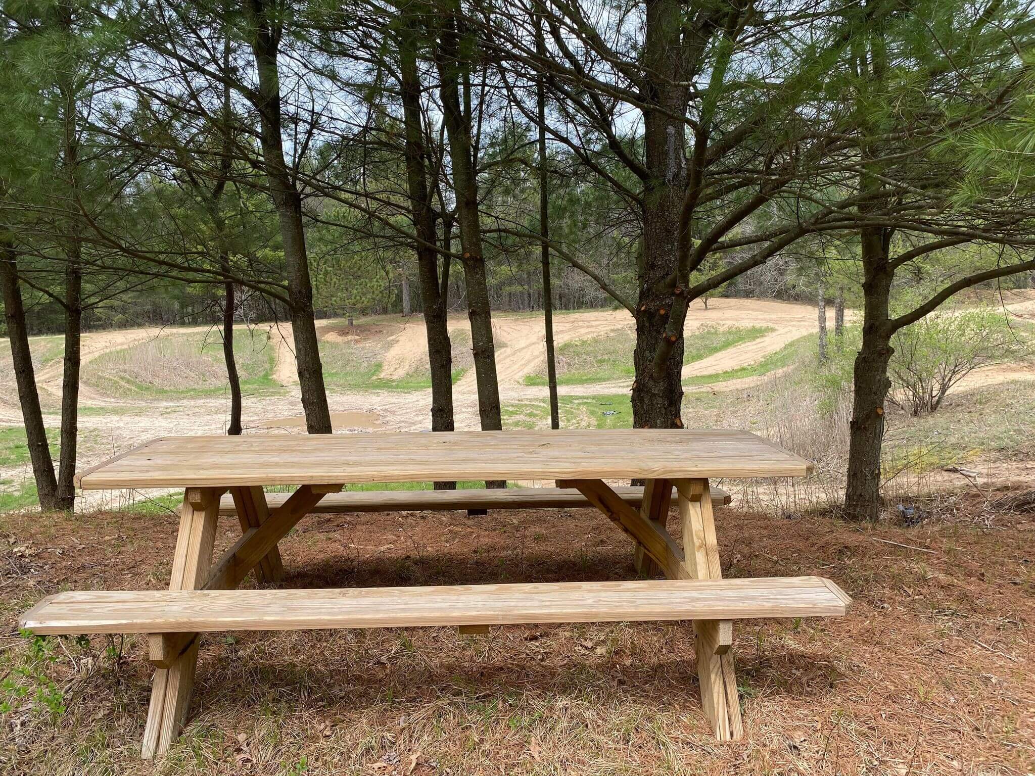 Picnic Table overlooking a trail