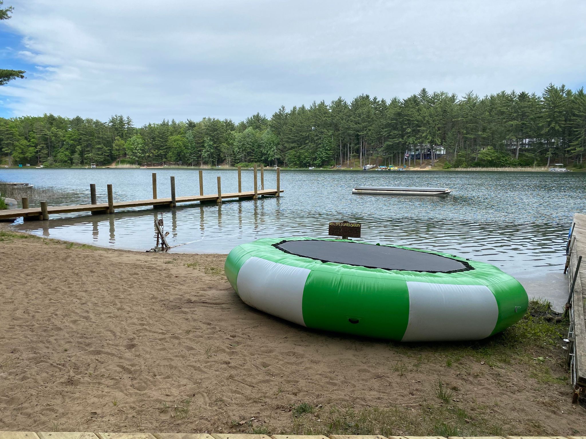 A trampoline present near the dock