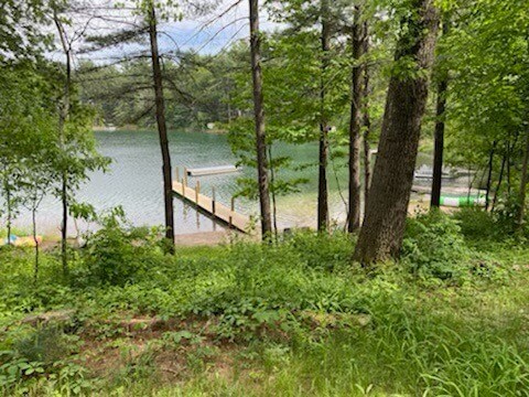 A wooded view of the dock